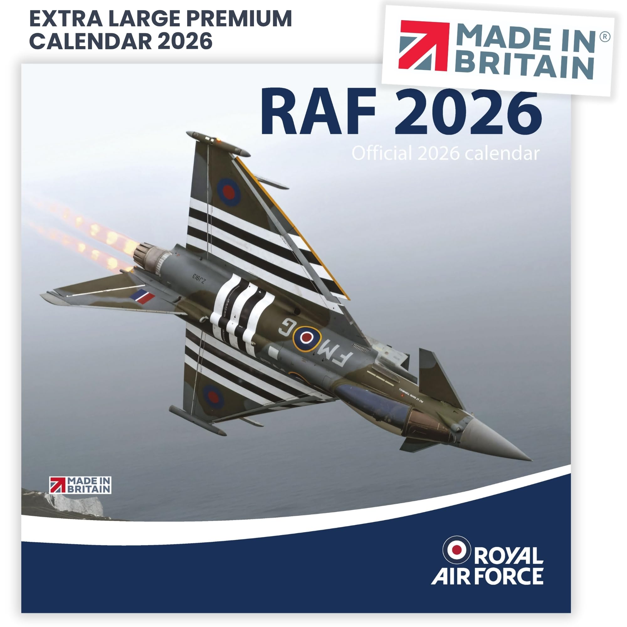 ALLTRADE Calendar 2026 RAF Gift OFFICIAL Royal Air Force Premium Large 2026 Calendar UK Holidays Month to View MADE IN BRITAIN® Carbon Capture trees planted in UK Great Gift idea