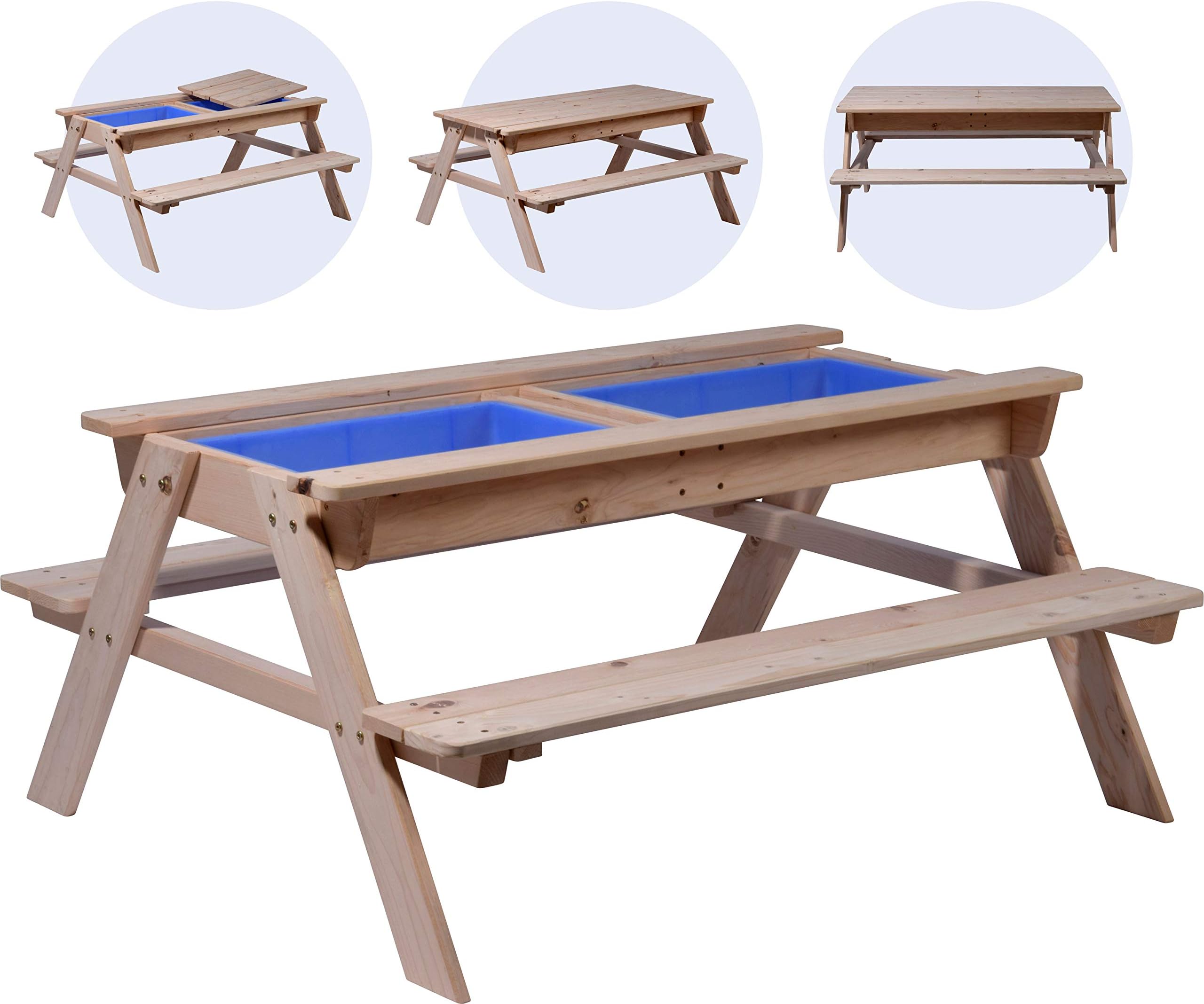 Childrens Picnic Table with Mud Box Play Table FSC Wood 121 x 96 x 57 cm