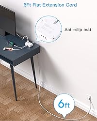 Flat Plug Power Strip, 6 Ft Ultra Thin Flat