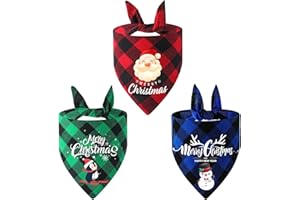 IDOLPET 3 Pack Dog Bandanas Christmas Outfit Classic Plaid Pet Dog Christmas New Year Holiday Bandana Scarf Triangle Bibs Kerchief Costume Decoration Accessories for Small Medium Large Dogs Cats Pets…