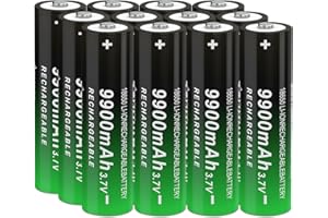 CBJJ 3.7 Volt Rechargeable 18650 Battery 9900mAh 18650 3.7V Battery Button Top Battery for Flashlight, Headlamp, 12 Pack