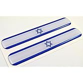 Israel Israeli Flag Domed Decal Emblem Resin car Stickers 5"x 0.82" 2pc.