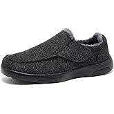 OrthoComfoot Men's Orthopedic Slippers Walking Shoes with Arch Support: Slip On Loafers for Plantar Fasciitis, Casual Flat Feet Hook and Loop Mule Clogs for Foot and Heel Pain Relief