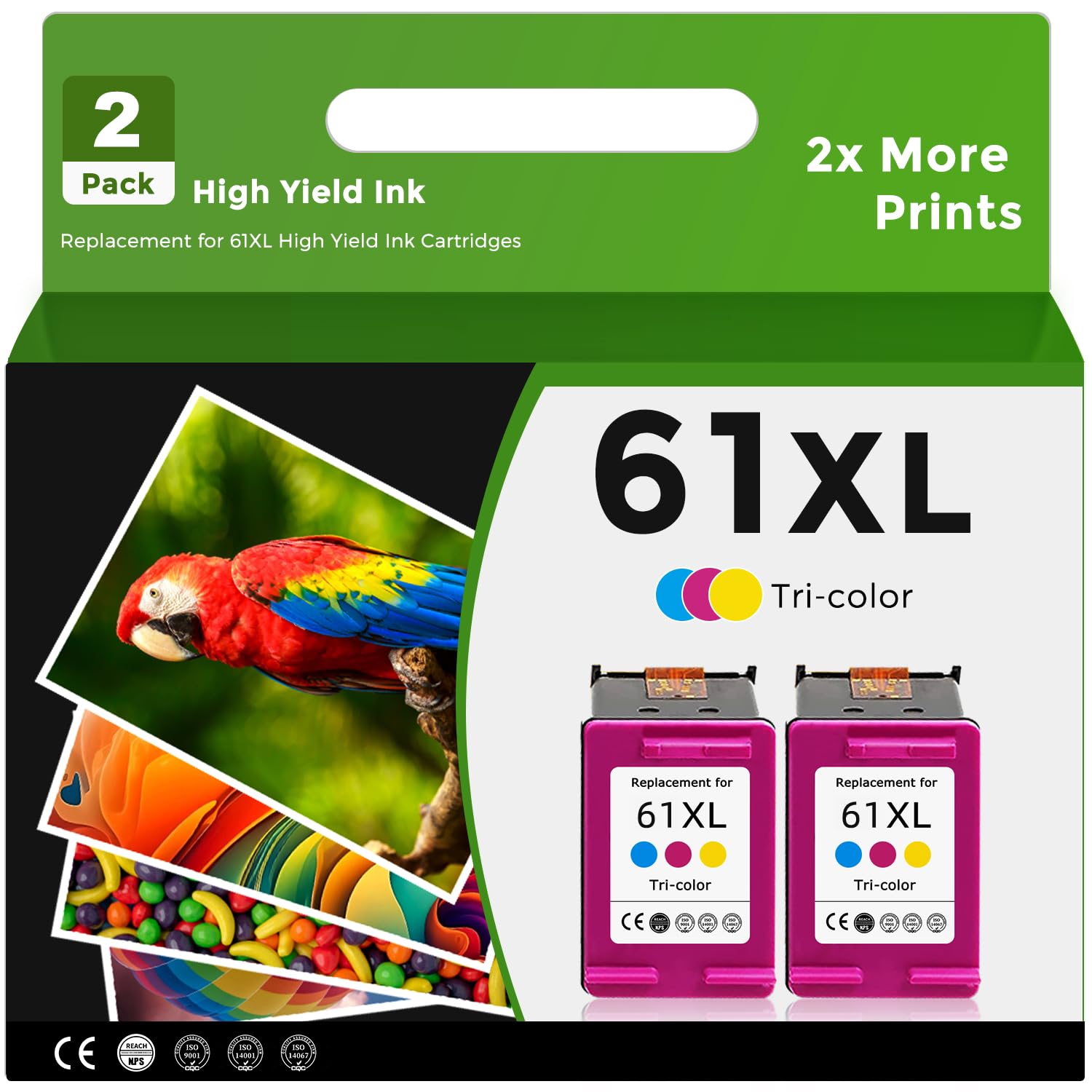 Remanufactured Ink Cartridge Replacement for HP Ink 61 (Color 2-Pack) for HP 61 XL Tricolor Combo for HP61 HP61XL 5530 4500 2540 4630 4501 4502 4635 3050 2542 3512 4632 3510 3050a 2514 2541