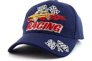 Trendy Apparel Shop Racing 3D Embroidered Flame Car Race Flag Baseball Cap