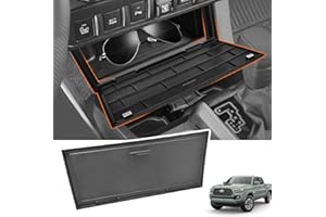 GZSH Hidden Front Center Console Cover fit for Toyota Tacoma 2016-2023 (3RD GEN Tacoma) Anti-Drop Privacy Premium ABS Plastic Center Console Cover (Fit for Wireless charging and No charging)