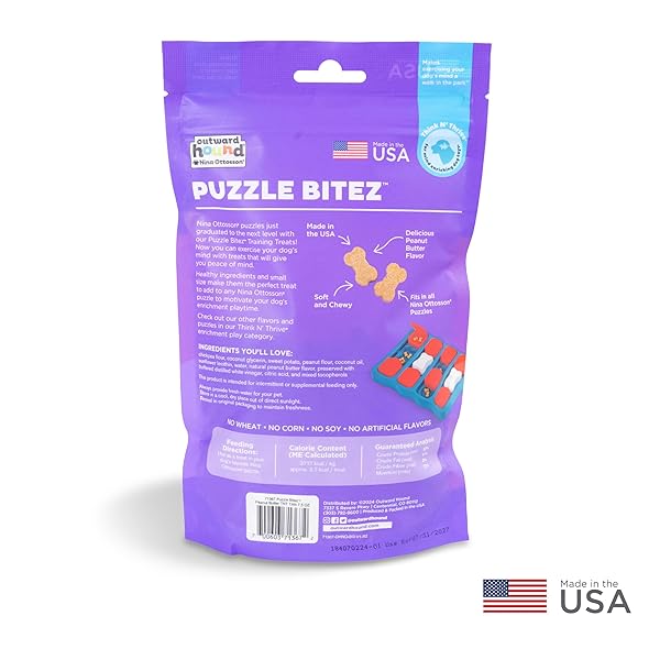 OUTWARD HOUND NINA OTTOSSON PUZZLE BITEZ TRAINING TREATS FOR DOGS PEANUT BUTTER FLAVOR SOFT SMALL DOG TREATS DOG TRAINING TREATS