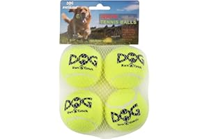 insum Squeaky Tennis Balls for Dogs Colorful Easy Catching Pet Dog Balls 4 Pack (Squeak-2.5inch-Yellow)