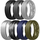 Egnaro Men's Silicone Wedding Rings, 8.5mm Wide 2mm Thick, 1 to 7 Multipack | Breathable Inner Arc Rubber Bands, Hypoallergenic and Flexible for Gym, Work, Construction, Electrical Jobs, and Outdoor Uses