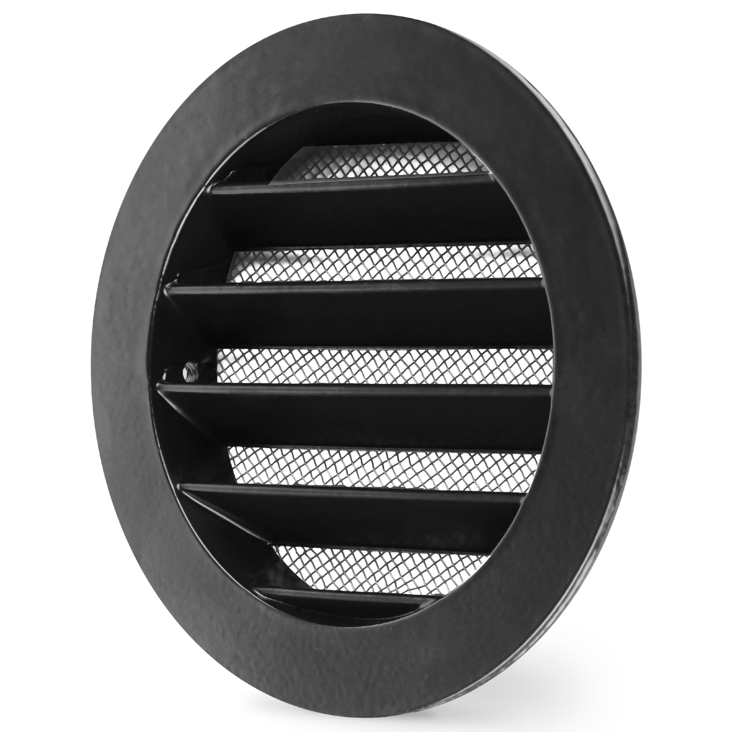 calimaero® WSGB Louvre Air Vent Covers for Walls 100mm, Robust Cast Aluminum Round Soffit Vents with Insect Screen for Mobile Homes, Garden Shed, Garage, UV-Stable, Rustproof