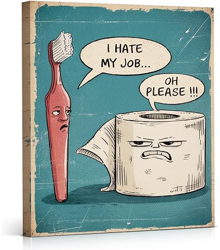 Poster Humour Salle De Bain - Brosse à Dents Et Papier Toilette 'Je Déteste Mon Travail' - Toile 50x70cm Sans Cadre Affiche Humour Brosse Dents Papier Toilette Poster Humour Salle De Bain - Brosse à Dents Et Papier Toilette 'Je Déteste Mon Travail' - Toile 50x70cm Sans Cadre Affiche Humour Brosse Dents Papier Toilette