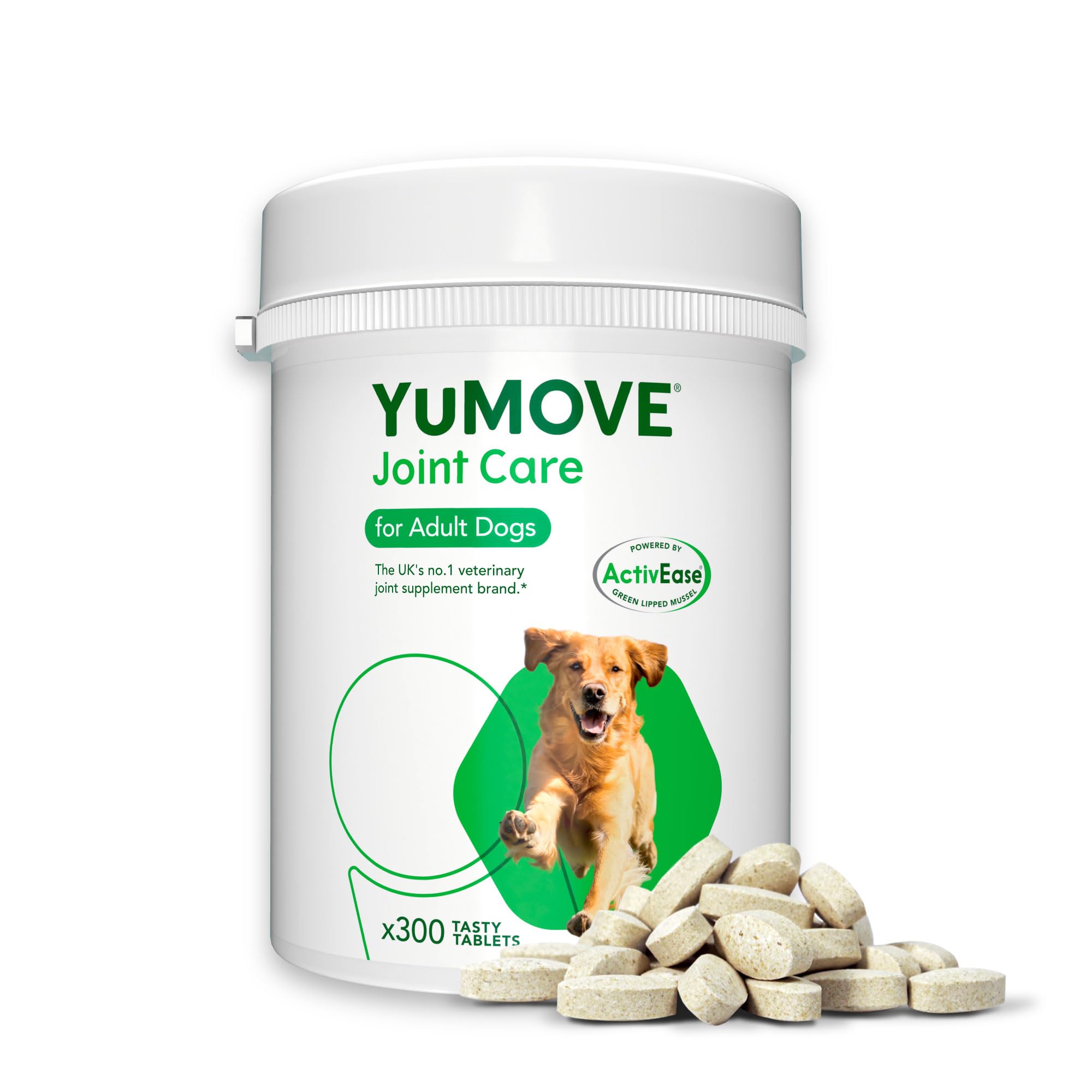YuMOVE Joint Supplement for Dogs, Essential Dog Hip and Joint Aid, for Stiff Adult Dogs with Glucosamine, Chondroitin & Green Lipped Mussel, Aged 6 to 8 Years, 300 Tablets
