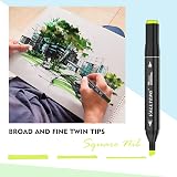 Vallteng 80 Colors Permanent Markers Twin Broad Fine Point Black Bag view 7