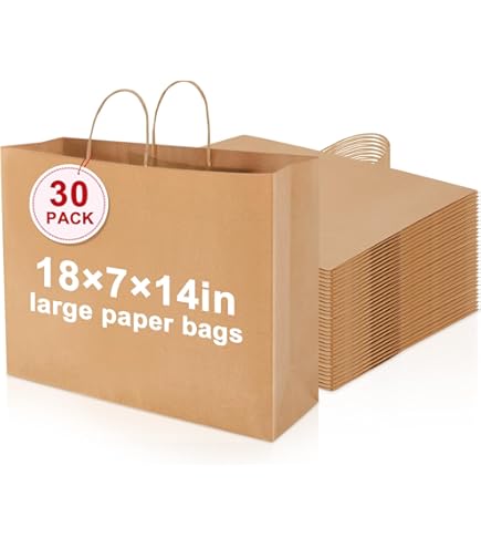 HAPPY CHEERS Kraft Paper Gift Bags,50 BSL1 Pack Large Paper Bags With Handles 16x6x12 Inches Thick Large Paper Shopping Bags For Boutique Brown - View #10