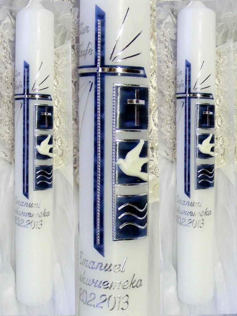 Christening/communion candles for young girls 400/40 mm VT-48 including accessories for writing on the candle