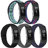 TumpCez Elastic Bands Compatible with Fitbit Charge 2 Band, Adjustable Stretchy Soft Nylon Solo Loop Replacement Strap for Fitbit Charge 2 Women Men