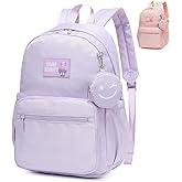 Reqinqin 30L Waterproof School Backpack for Girls Ages 6-18,Lightweight Large Capacity Travel Backpack,Stylish Durable Daypack for Teen Girls,Teens & Women-Purple