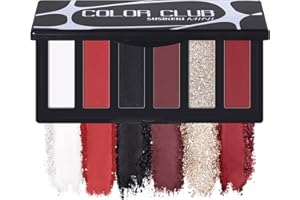 SUSIKEKI Red Eyeshadow Palette with Mirror Sliver Red Black Tones Matte Shimmer 6 Colors Mini Eye Shadow Pallet Travel Size Highly Pigmented for Joker Vampire Clown Goth Halloween Christmas Makeup