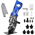 1800W Electric Hydraulic Hole Puncher, Hydraulic Press Punching Tool, Metal Copper Hole Punching Machine with 1/4" 3/8" 1/2" 11/16" 4/5" Dies for Steel Iron Aluminum Copper Sheet
