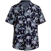 SOLY HUX Men's Short Sleeve Tropical Shirts Button Up Collared Boho Hawaiian Tops Cruise Wear
