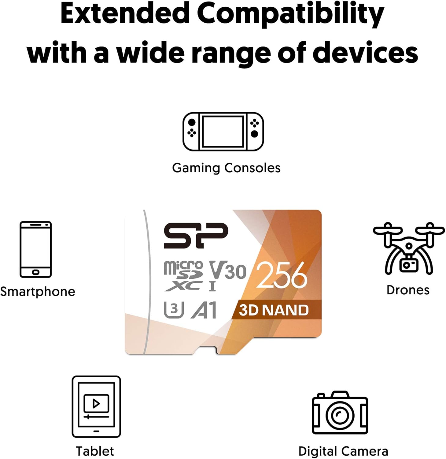 Silicon Power U3 256GB Micro SD Card Nintendo-Switch Compatible, SDXC microsdxc Class 10 High Speed MicroSD Memory Card with Adapter: Computers & Accessories
