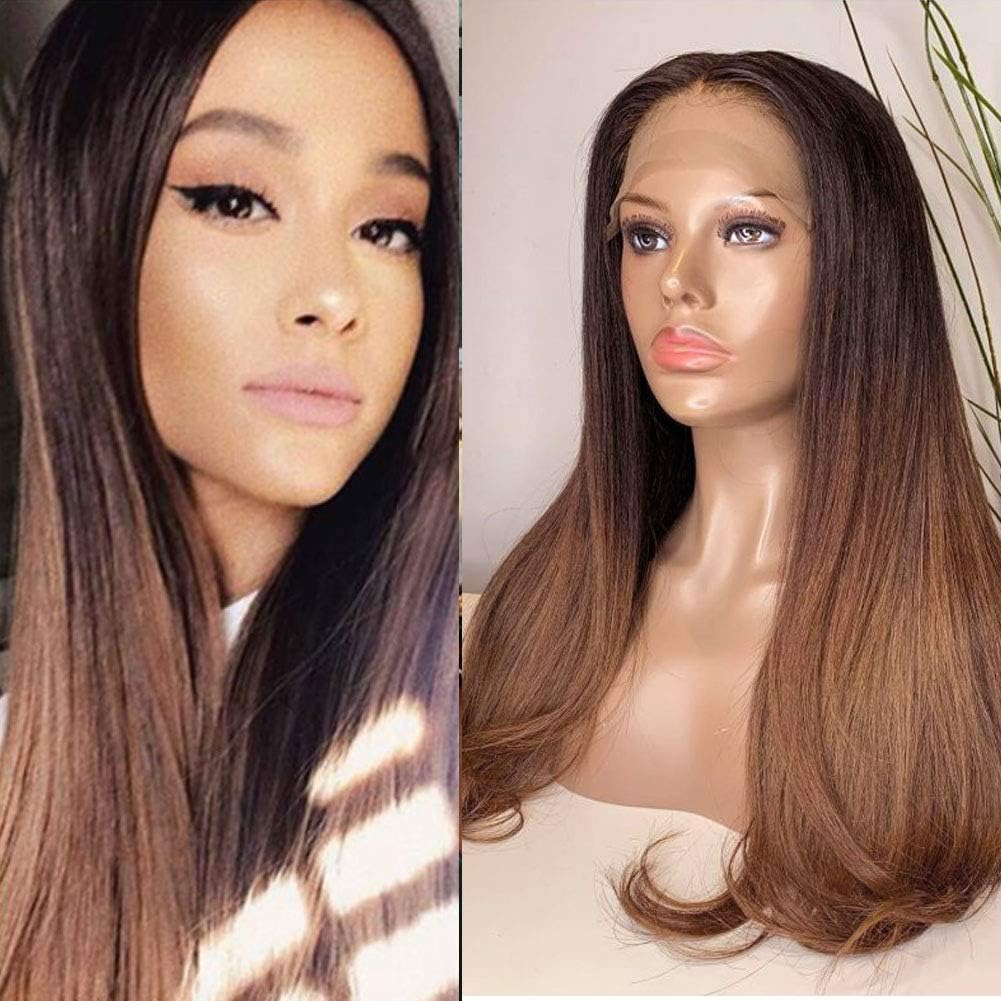 Ombre Color Human Hair Straight 100% Real Hair Brazilian Hair Glueless Lace Front Wig Full Lace Wig Remy Virgin Hair With Baby Hair (18 Inch,lace front wig)