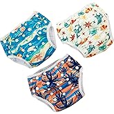 HappyFlute Swim Diapers – Reusable Infant Boy Swimsuit & Swimwear for Newborns,Toddlers(0-3years,10-40lbs) – Perfect Baby Swim Diapers for Beach & Pool Time (Beach)