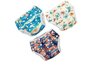 HAPPY FLUTE HappyFlute Swim Diapers – Reusable Infant Boy Swimsuit & Swimwear for Newborns,Toddlers(0-3years,10-40lbs) – Perfect Baby Swim Diapers for Beach & Pool Time (Beach)