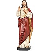 BC Catholic Sacred Heart of Jesus Statue, 10" H Jesus Christ Indoor Decr, Catholic Colletable Figurine, Religious Gift, Handpainted by Buildclassic