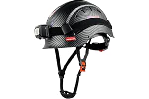 SAFEBUILDER Construction Safety Helmet with Headlight Hard Hat Headlamp Adjustable Ventilation Hardhats Work Head Protection Certified ANSI/ISEA Z89.1
