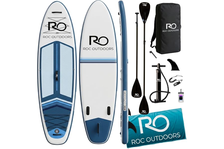Roc Inflatable Stand Up Paddle Board 10' 6" with Premium SUP Paddle Board Accessories, Wide Stable Design, Non-Slip Comfort Deck for Youth & Adults