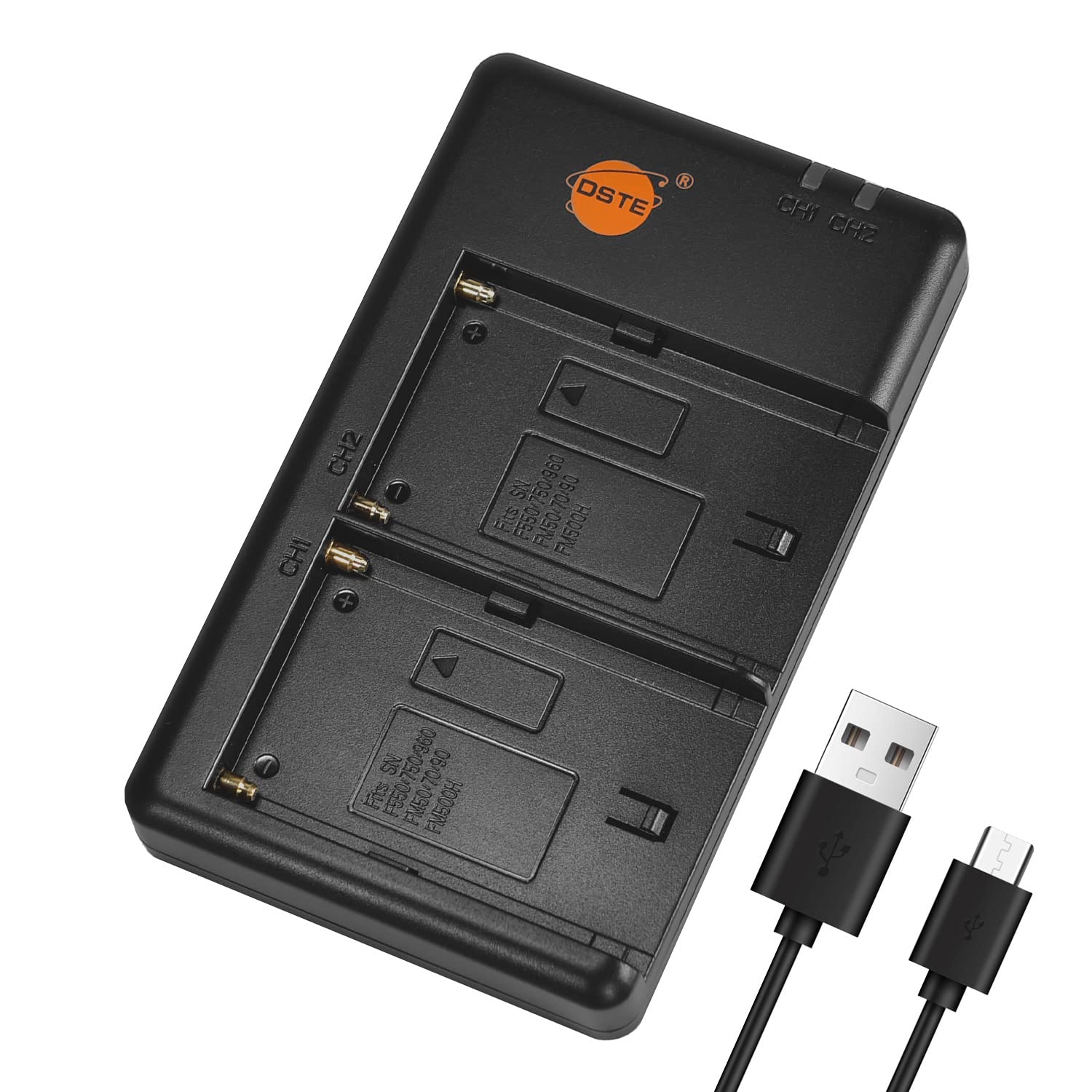 DSTE NP-F Battery USB Dual Quick Charger(npf battery charger) Compatible for Sony NP-F550 NP-F750 NP-F770 NP-F930 NP-F950 NP-F960 NP-F970 NP-FM50 NP-FM55H NP-FM500H f550 battery
