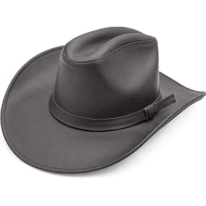 Handmade Leather Western Hat with Shapable Brim for Men & Women Wide Brim, Vintage Design, Durable for Ranch, Travel & Rodeos