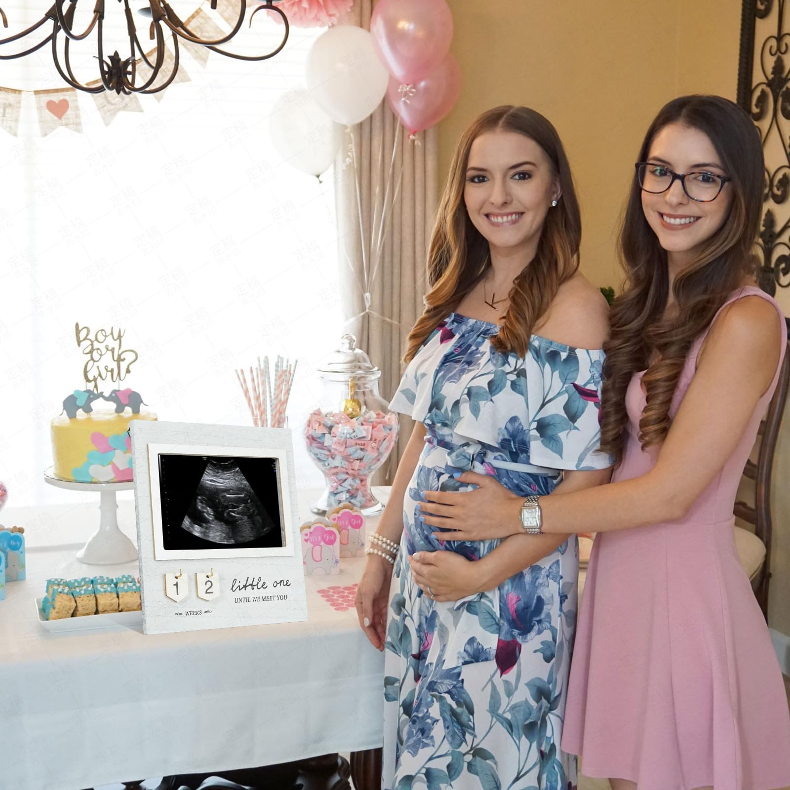 Baby Countdown Ultrasound Photo Frame, Pregnancy Gift for Expecting Parents, Baby Announcement Gifts Grandparents, Sonogram Picture Frame with Countdown Calendar and Mats, New Mom Gifts