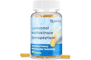 NAERING Liposomal Nattokinase 12,000 FU Serrapeptase 360,000 SPU Enzyme Supplement - Enriched with Synergistic Enzymes and Nutrient Blend & Inulin for Circulatory, Gut, Digestion 60 Capsules (1 Bottle)