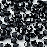 YUEXIGO 500pcs 3mm Bicone Glass Crystal Beads for Jewelry Making, Faceted Bicone Glass Spacer Beads for Bracelet Earring Necklace DIY Craft(Black)