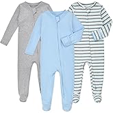 Aablexema Baby Footie Pajamas with Mittens - 3Pcs Infant Cotton Footed One Piece Sleepwear Outfits