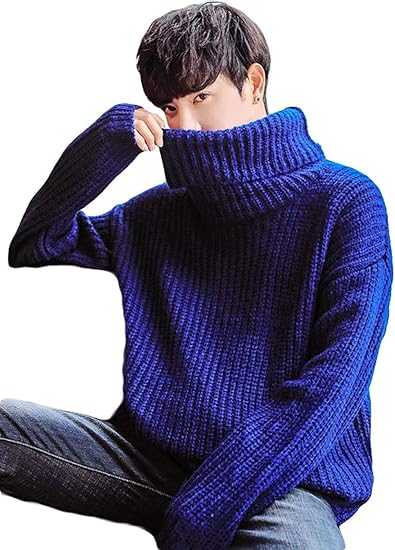 Amazon Beibang バイバン 長袖セーター メンズ タートルネック ゆったり ニットセーター 無地 カジュアル 韓国ファッション 秋服 プルオーバー 男性用 24ネイビー セーター 通販
