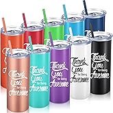Bokon 10 Sets Thank You Gifts for Being Awesome Tumblers 16 oz Stainless Steel Travel Tumbler with Lid and Straw Employee Appreciation Gifts for Office Employee Coworkers Friends (Vibrant Colors)