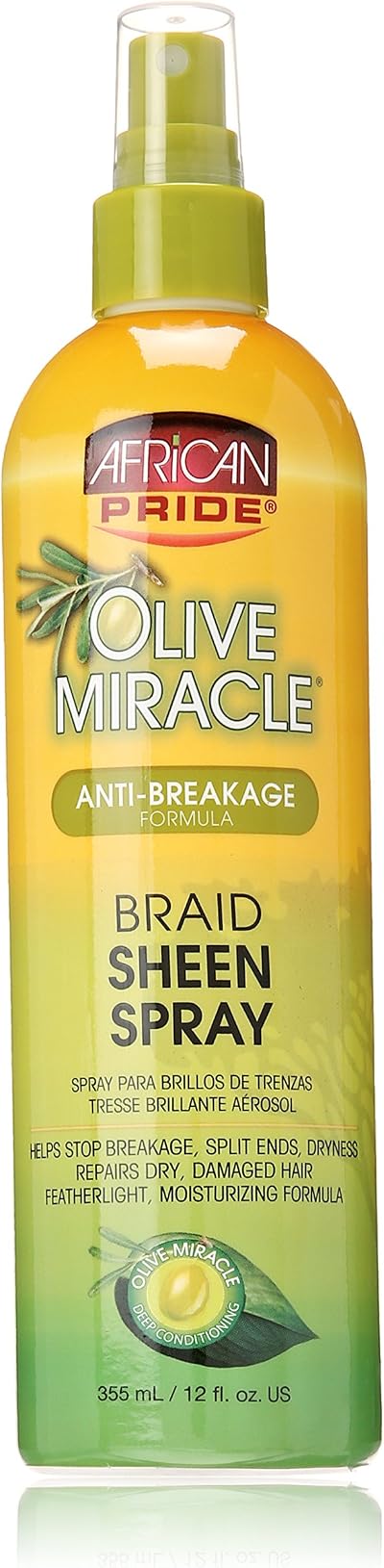 African Pride Olive Miracle Braid Sheen Spray Original 355ml 12oz Reduce