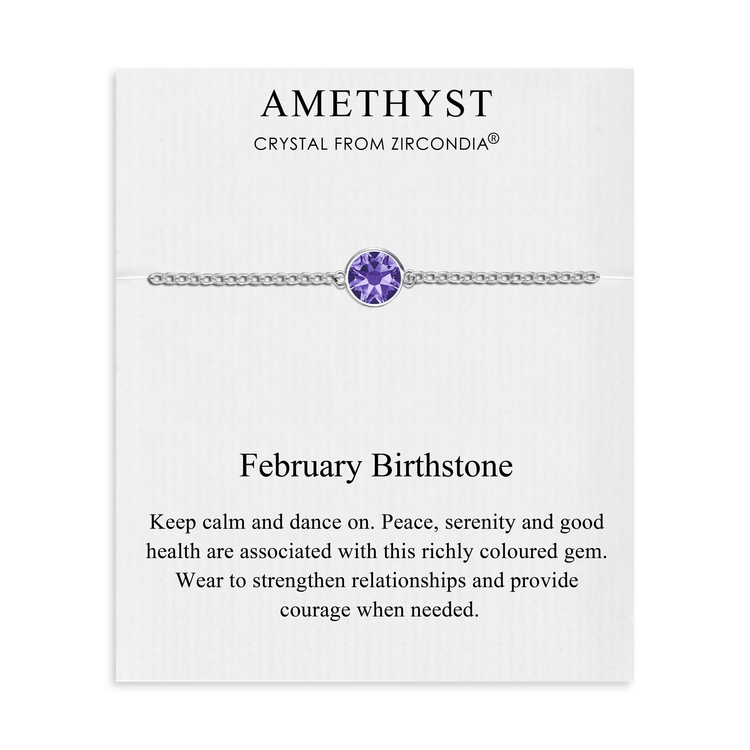 Philip Jones February (Amethyst) Birthstone Anklet Created with Zircondia® Crystals