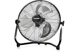 KEN BROWN 14 Inch High Velocity Metal Floor Fan 3-Speed 360° Adjustable Tilting Powerful Airflow for Bedroom, Office