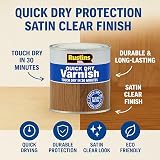 Rustins Quick Dry Varnish Satin Clear 250ml Water-Based Wood Finish view 3