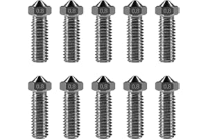 AITIAO 10PCS Hardened Steel Nozzles 0.8mm 3D Printer Volcano Nozzle 0.8mm M6 Printed Head for 1.75mm Filament 3D Printer Parts Volcano Heater Block J-Head Hotend Extruder