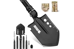 COVACURE Survival Shovel Multi-Purpose Camping Shovel - Unbreakable Tactical Shovel Heavy Duty Survival Camping Gear for Off-Roading, Camping, Gardening, Hiking, Outdoor