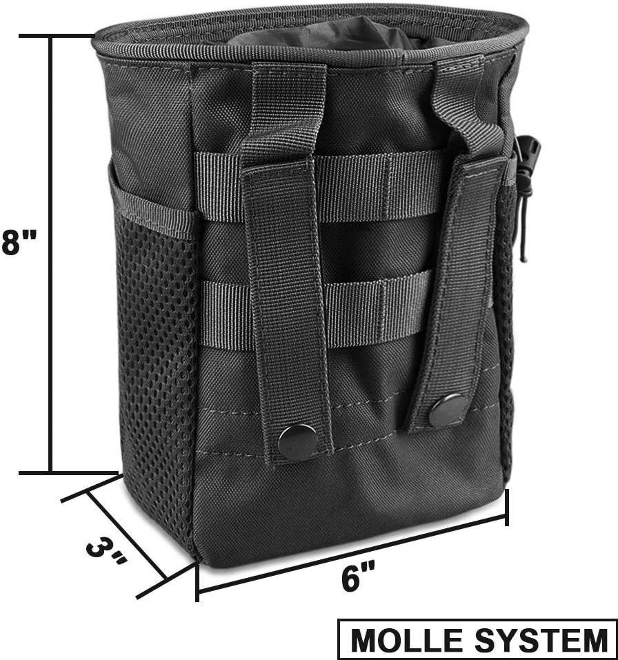 AMYIPO Tactical Hip Holster Bag Outdoor Pouch Molle Drawstring Magazine Dump Pouch, Military Adjustable Belt Utility Pouch (Black - 2PCS) : Sports & Outdoors