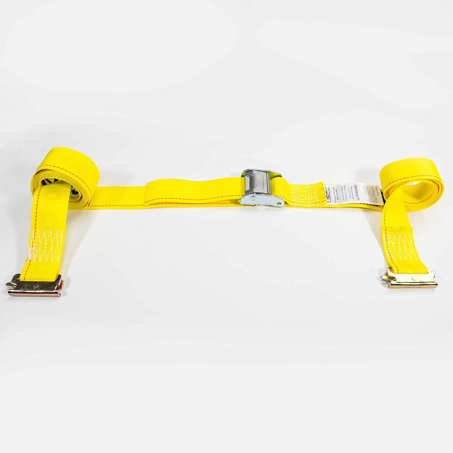 US Cargo Control E Track Cam Buckle Strap - 2 Inch X 12 Foot Yellow E Track Strap - Spring E Fittings - Easily Secure Cargo in an Enclosed Van Trailer - 833 Pound Working Load Limit - 10 Pack - Ratchet Tie Downs - 