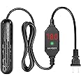 YukiHalu Small Aquarium Heater 25/50/100/150W with Protective Cover, Mini Fish Tank Heater, External Controller, Temperature Adjustable, Digital Display, Used for 5/10/20/30 Gallons (25W-5Gallon)