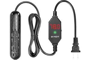 YukiHalu Small Aquarium Heater 25/50/100/150W with Protective Cover, Mini Fish Tank Heater, External Controller, Temperature Adjustable, Digital Display, Used for 5/10/20/30 Gallons (50W-10Gallon)