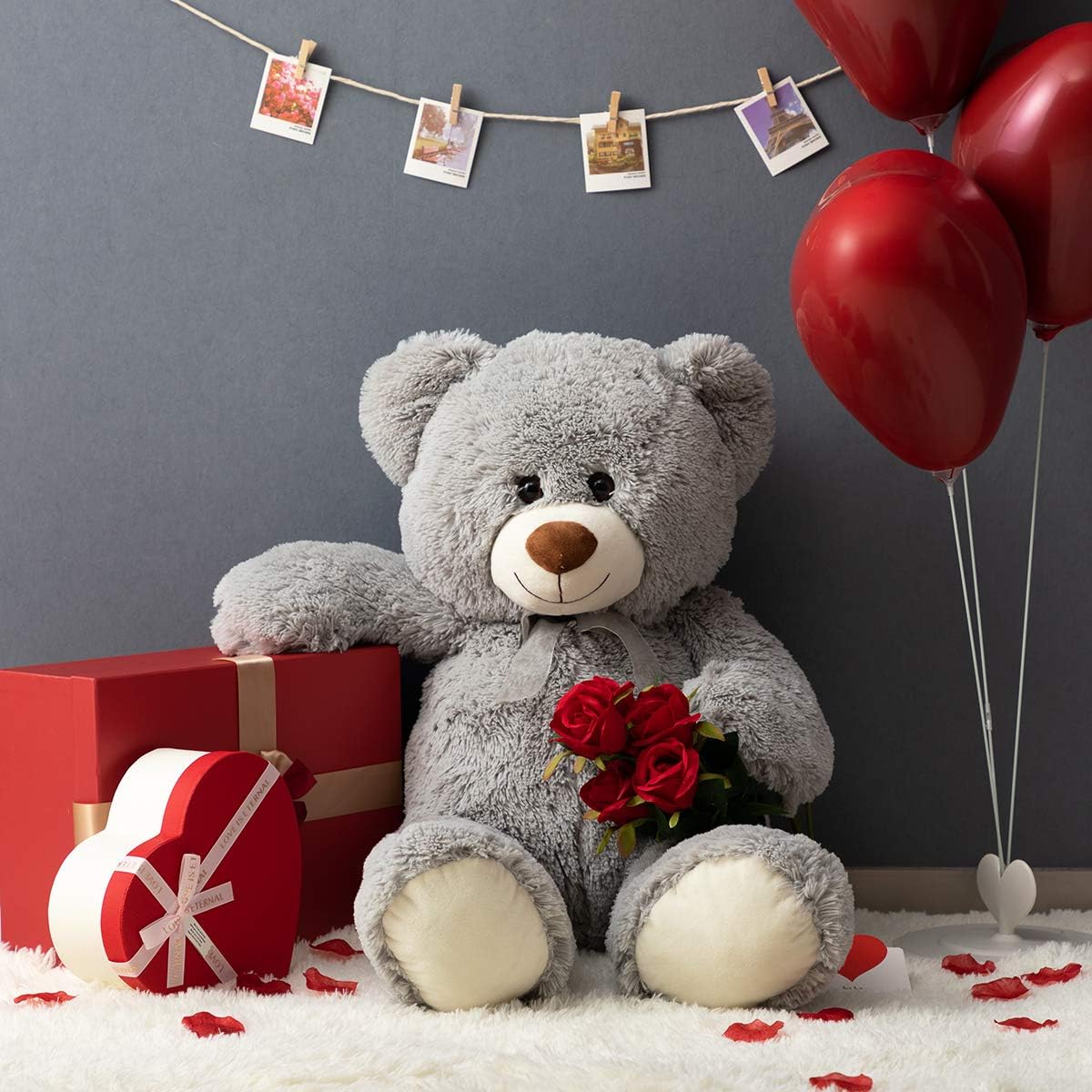 HollyHOME Teddy Bear Plush Giant Teddy Bears Stuffed Animals Teddy Bear Love 36 inch Grey: Toys & Games